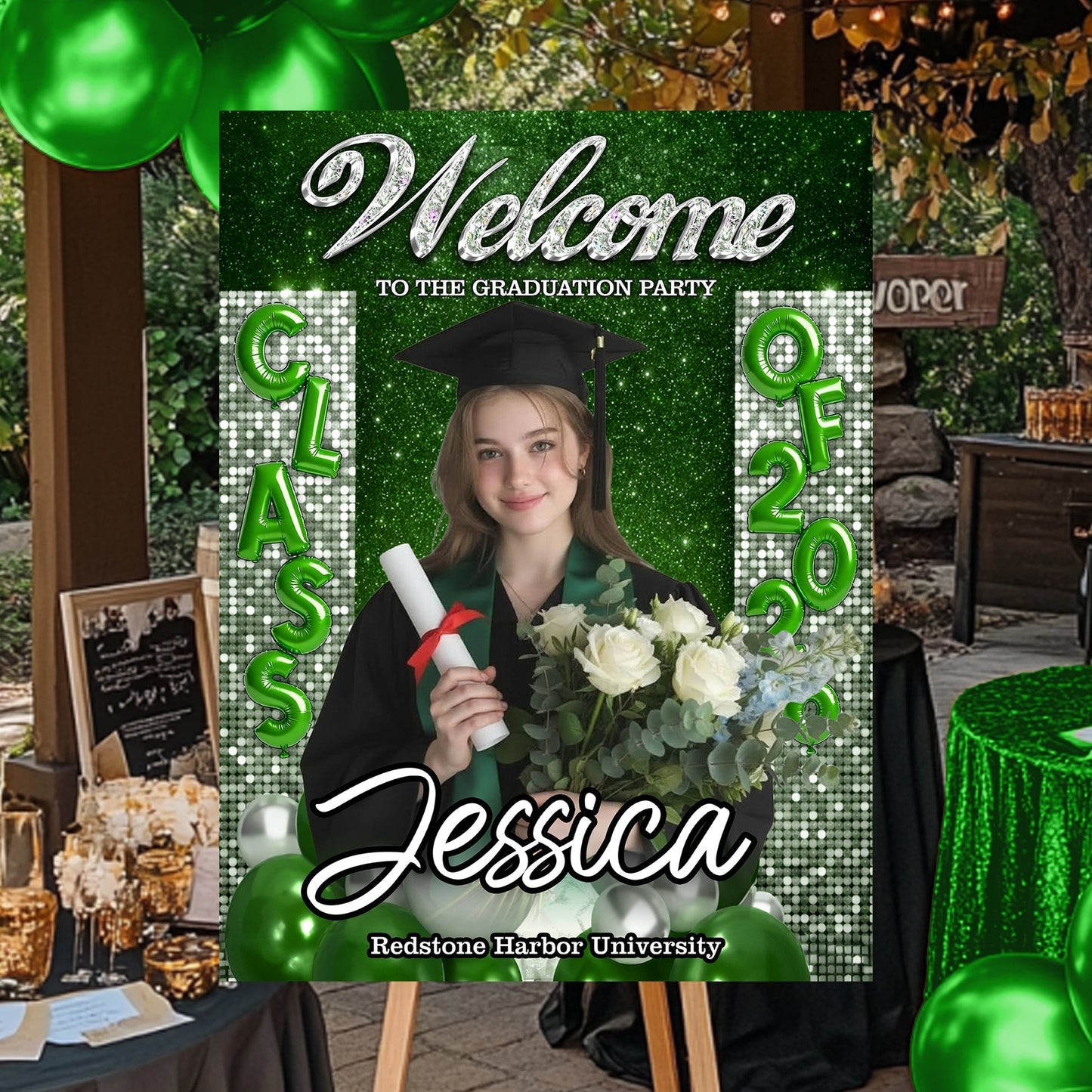 Custom Class of 2026 Graduation Welcome Sign - Personalized Photo Canvas / Poster Party Decor