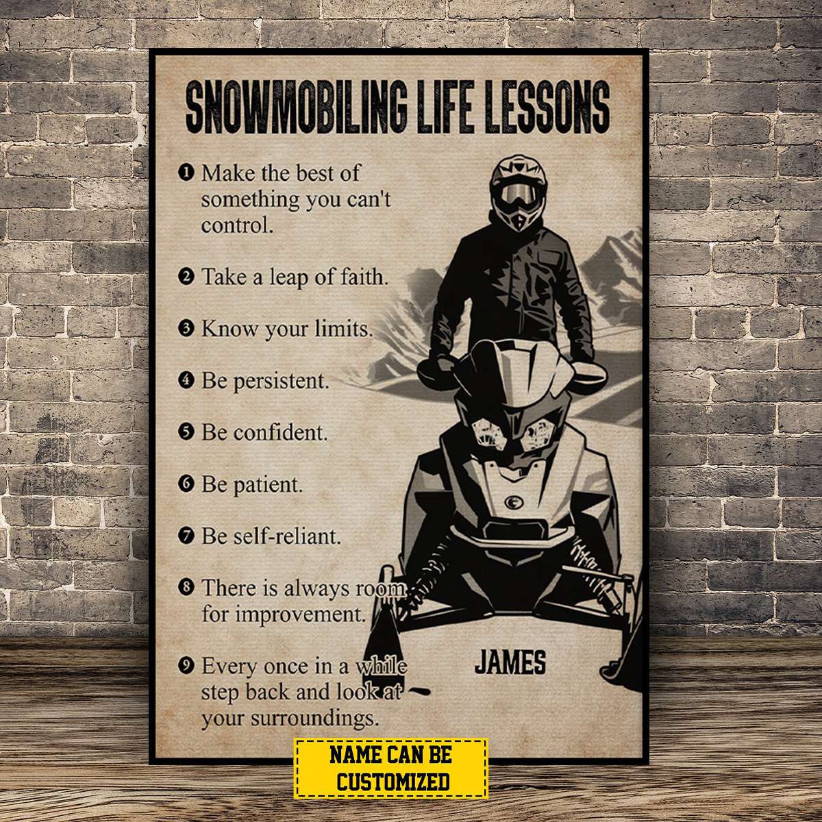 Personalized Snowmobiling Life Lessons Poster / Canvas - Gift for Boys & Men