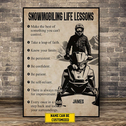 Personalized Snowmobiling Life Lessons Poster / Canvas - Gift for Boys & Men