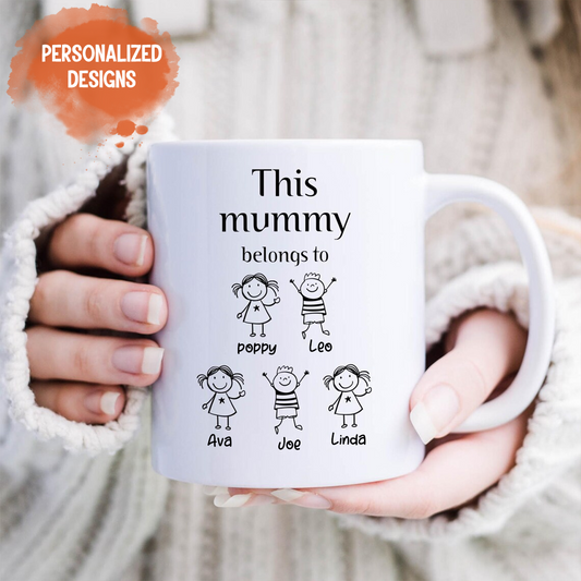 Personalized This Grandpa/Grandma Belongs To Mug - With Grandchildren Names