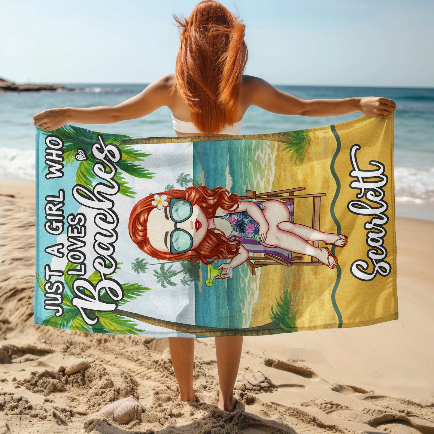 Just A Girl Who Loves Beaches - Personalized Summer Vacation Beach Towel