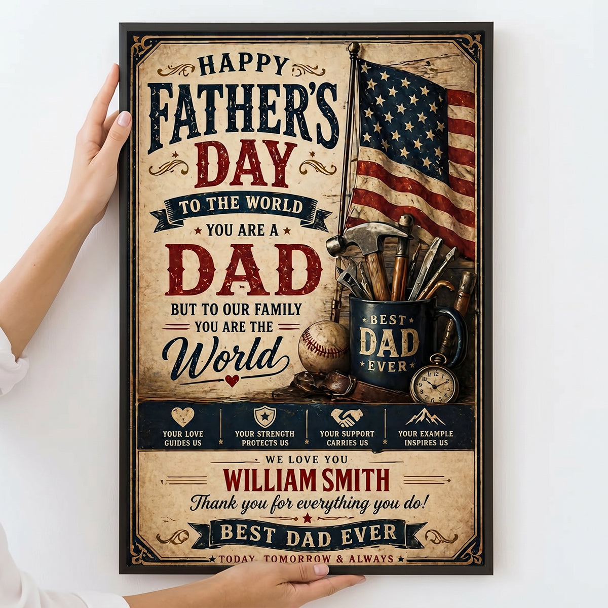 Personalized Best Dad Ever Canvas personalization view for Dad