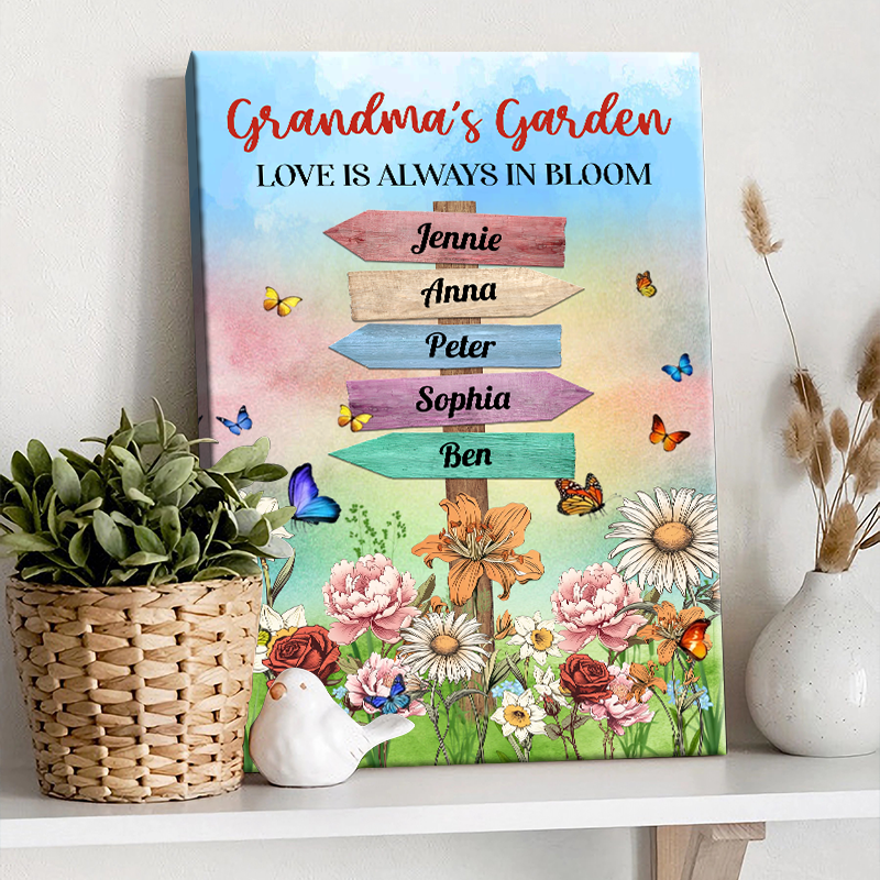 Personalized 'Grandma's Garden' Canvas - Love Is Always In Bloom Art Gift