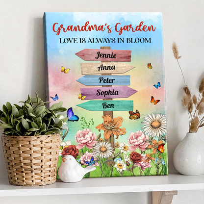 Personalized 'Grandma's Garden' Canvas - Love Is Always In Bloom Art Gift