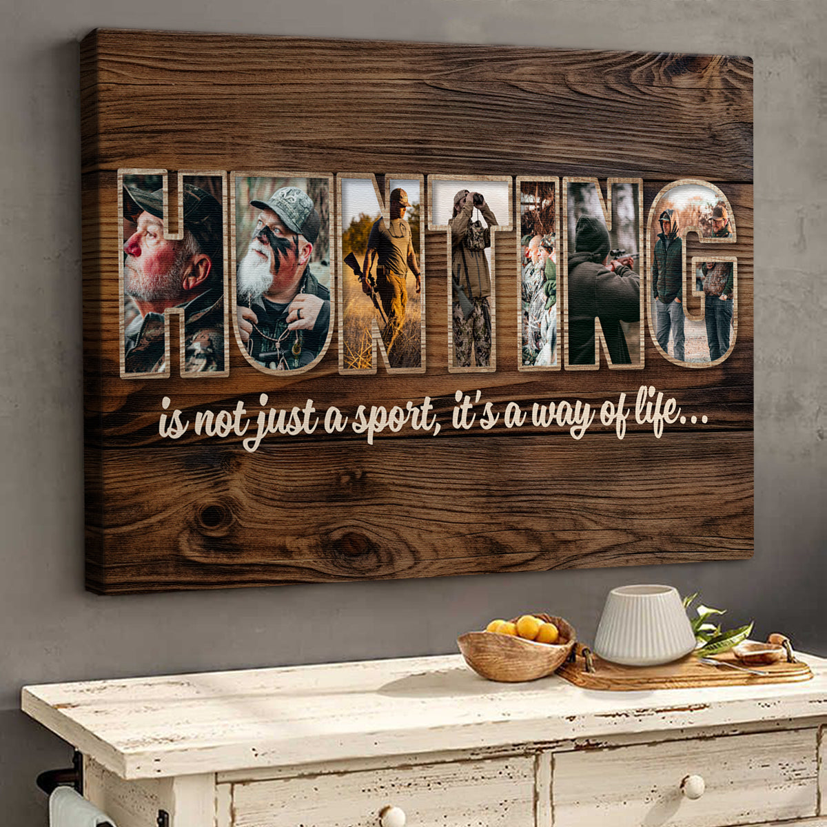 Personalized Deer Hunting Photo Collage Canvas / Poster - Customized Gift For Husband And Dad