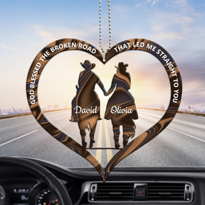 Cowboy and Cowgirl Holding Hands God Blessed - Personalized Acrylic Ornament