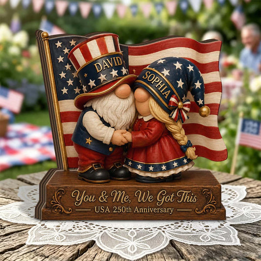 Personalized Patriotic Couple Plaque with custom names and USA flag - unique 250th anniversary gift for husband and wife