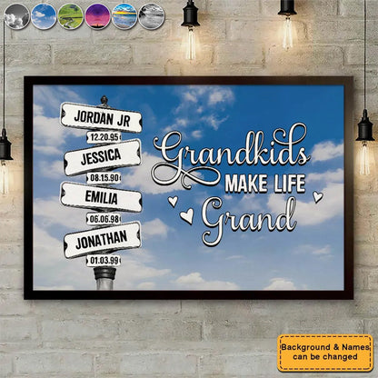 Personalized Street Signs With Grandkids Names Poster / Canvas - Custom Gift For Grandma
