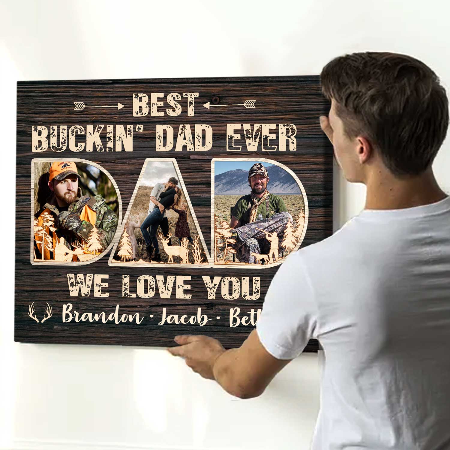 Personalized Best Buckin’ Dad Ever Photo Canvas / Poster - Gift for Hunter Dad