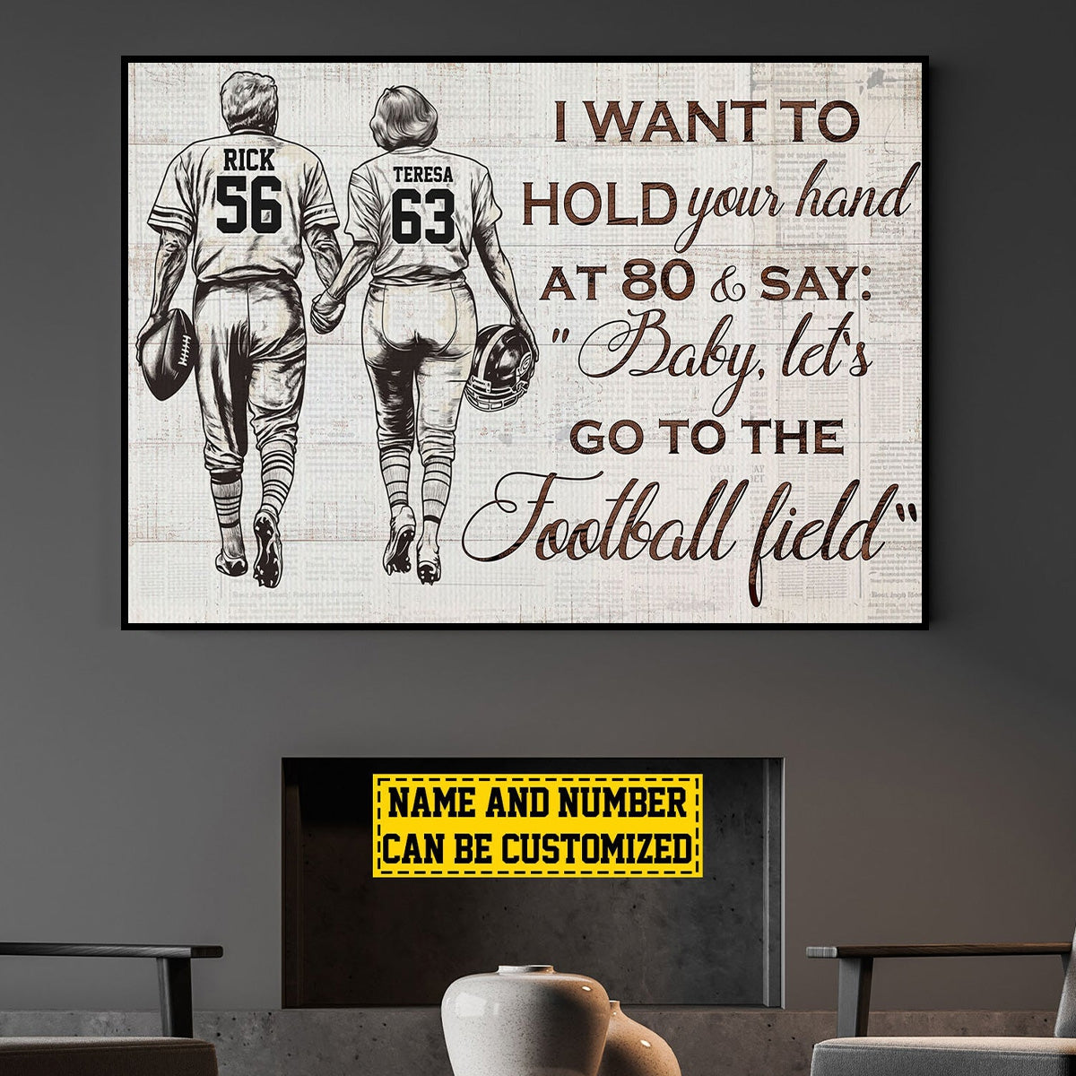 Personalized I Want To Hold Your Hand Football Poster / Canvas - Gift For Football Lovers