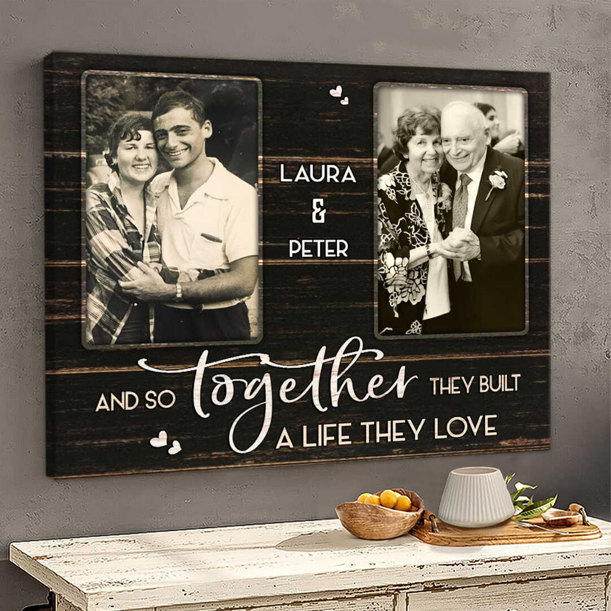 Together They Built A Life They Love - Personalized Custom Couple Photo Canvas / Poster