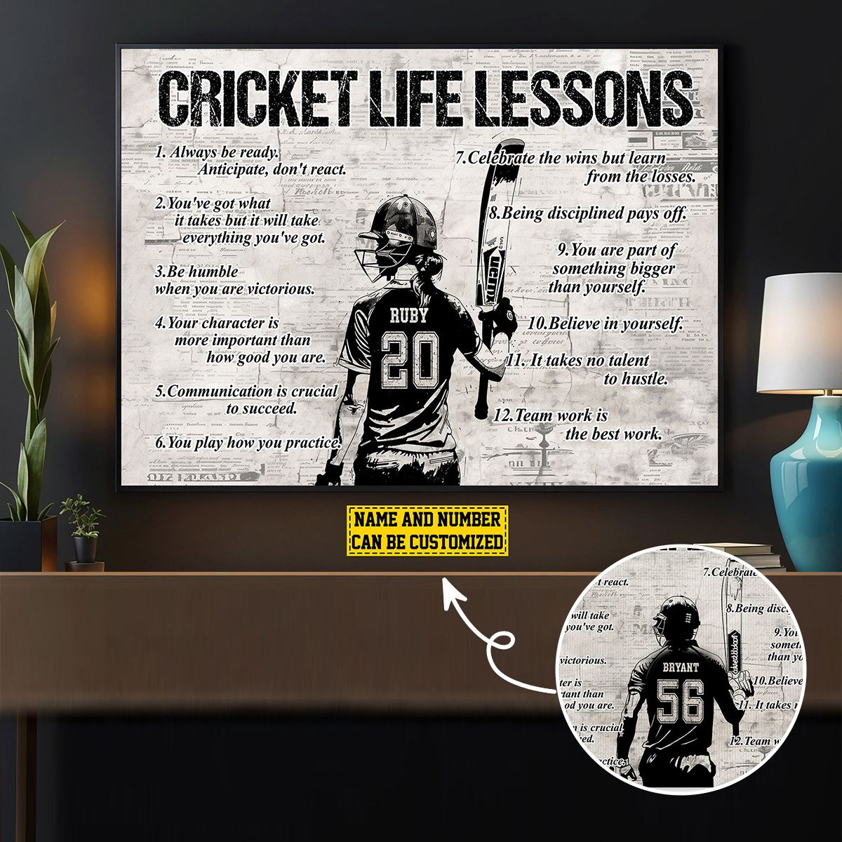 Personalized Cricket Life Lessons Poster / Canvas - Gift For Cricket Lovers