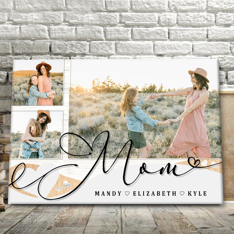 Custom Photo - Love You Mom - Personalized Customized Canvas - Gift Mom Mother's Day Gift