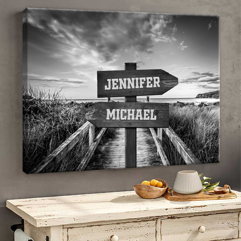 Our Names Are Recorded Next To The Ocean - Personalized Custom Canvas / Poster Wall Art