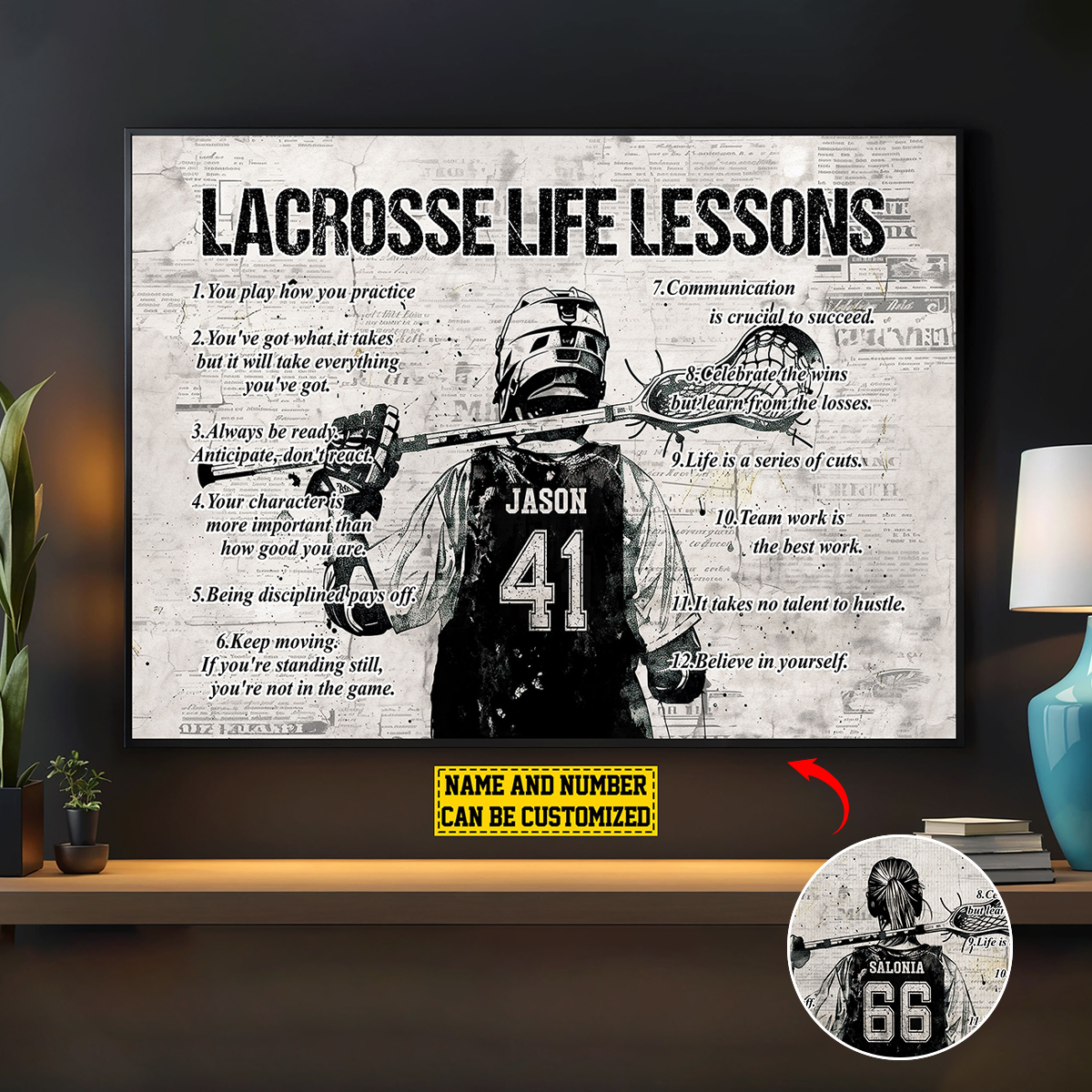Personalized Lacrosse Life Lessons Poster / Canvas - Custom Gift For Lacrosse Lovers