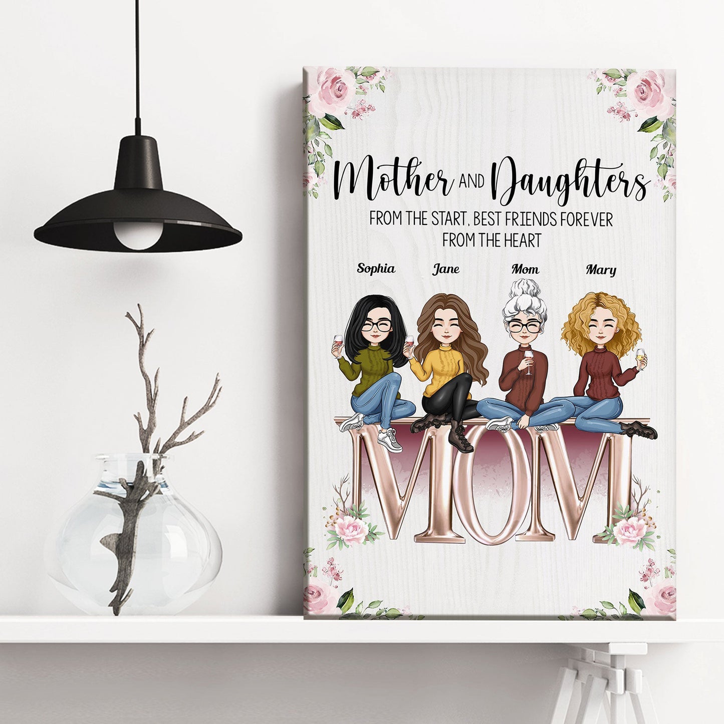 Heartfelt Personalized Mother Daughter Canvas Wall Art: "Best Friends Forever"