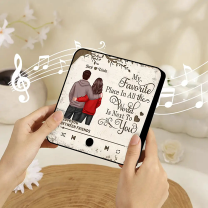 My Favorite Place In All the World Is Next To You - Personalized Music Fridge Magnet