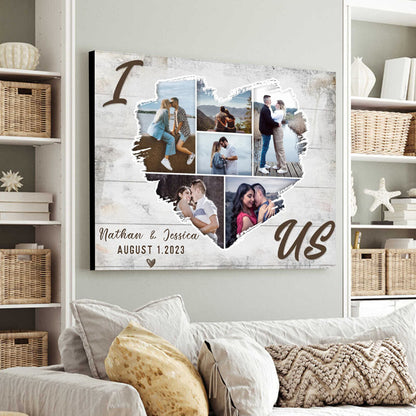 Personalized Heart Photo Collage Canvas / Poster - Custom Wall Art for Couples