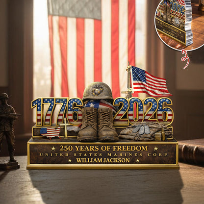Personalized Military Hero Tribute: 250 Years of Freedom Custom - Personalized Acrylic Block Plaque