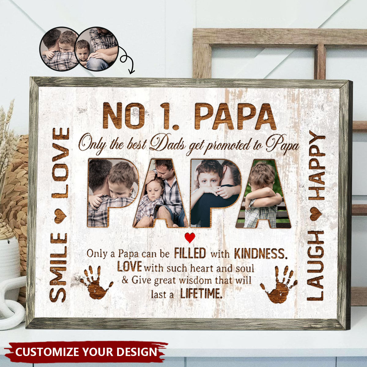 Only The Best Dads Get Promoted To Papa - Custom No. 1 Papa Photo Poster / Canvas