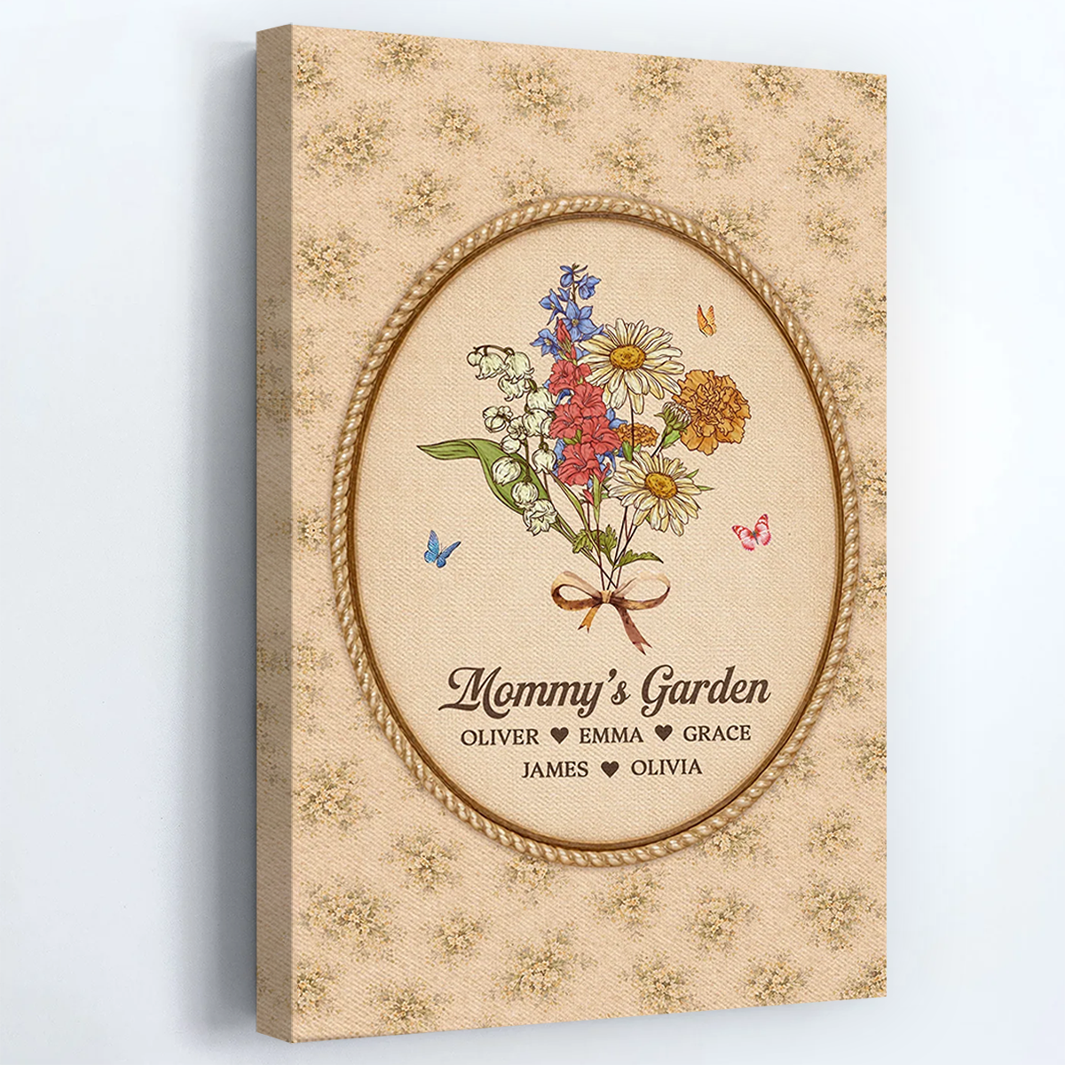 Mommy's Garden Personalized Canvas / Poster - Custom Birth Flower Wall Art Gift for Mom or Grandma