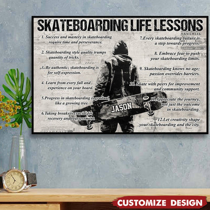 Personalized Skateboarding Life Lessons Poster / Canvas - Gift For Skateboarding Lovers