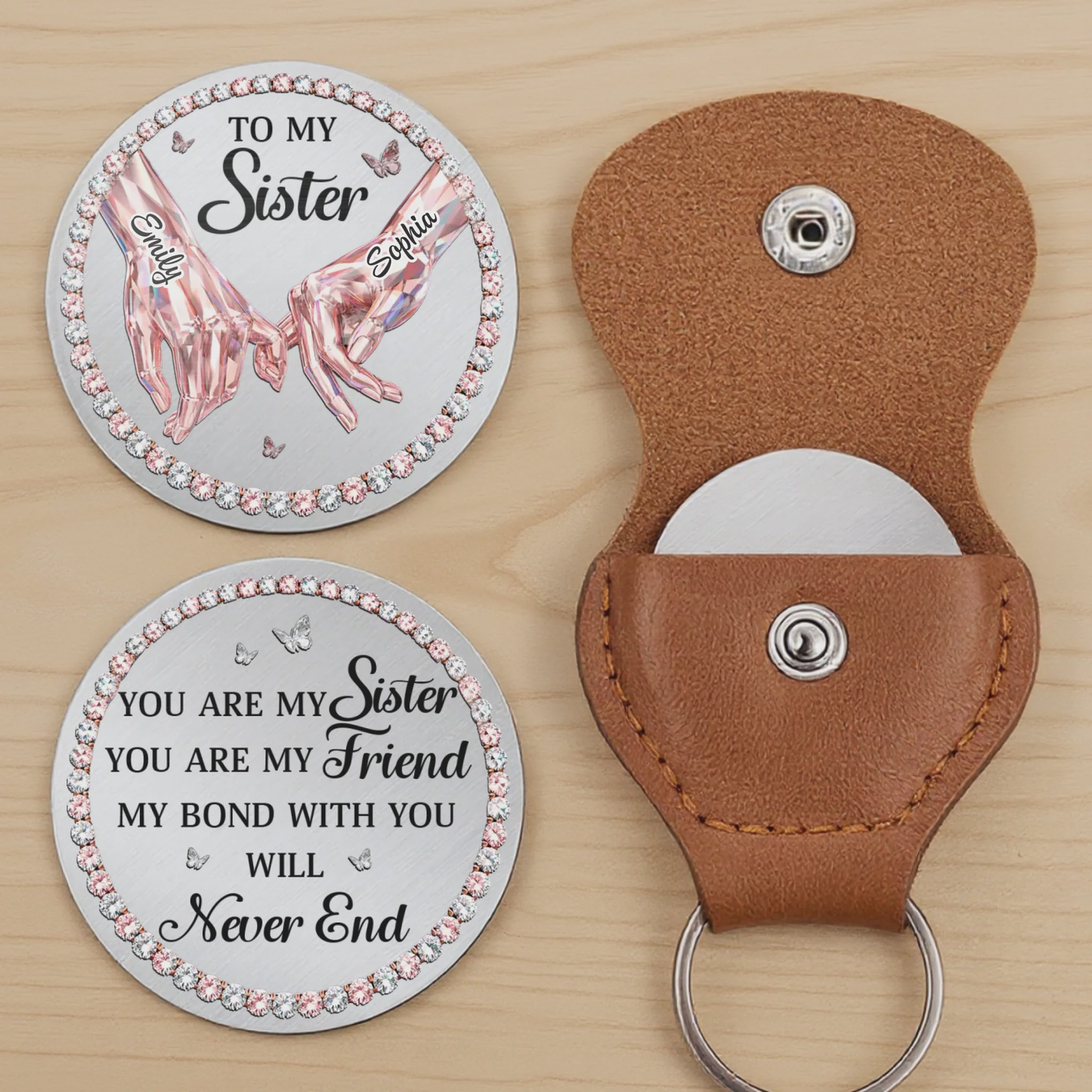 “Sisters Always Stand Together” - Personalized Pocket Hug - Custom Gift for Sister