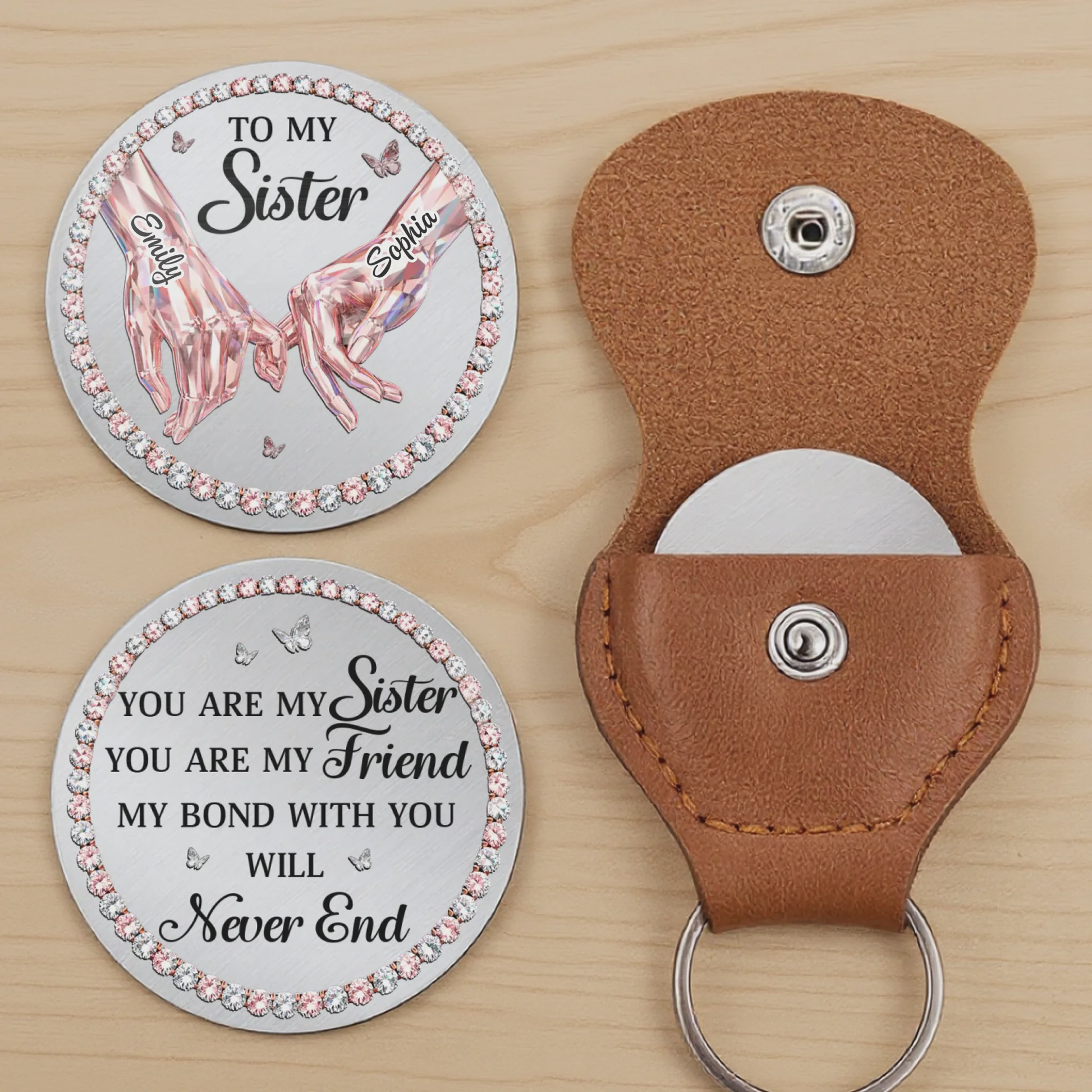 “Sisters Always Stand Together” - Personalized Pocket Hug - Custom Gift for Sister