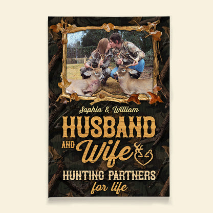 Husband And Wife Hunting Partners - Personalized Custom Couple Photo Canvas / Poster