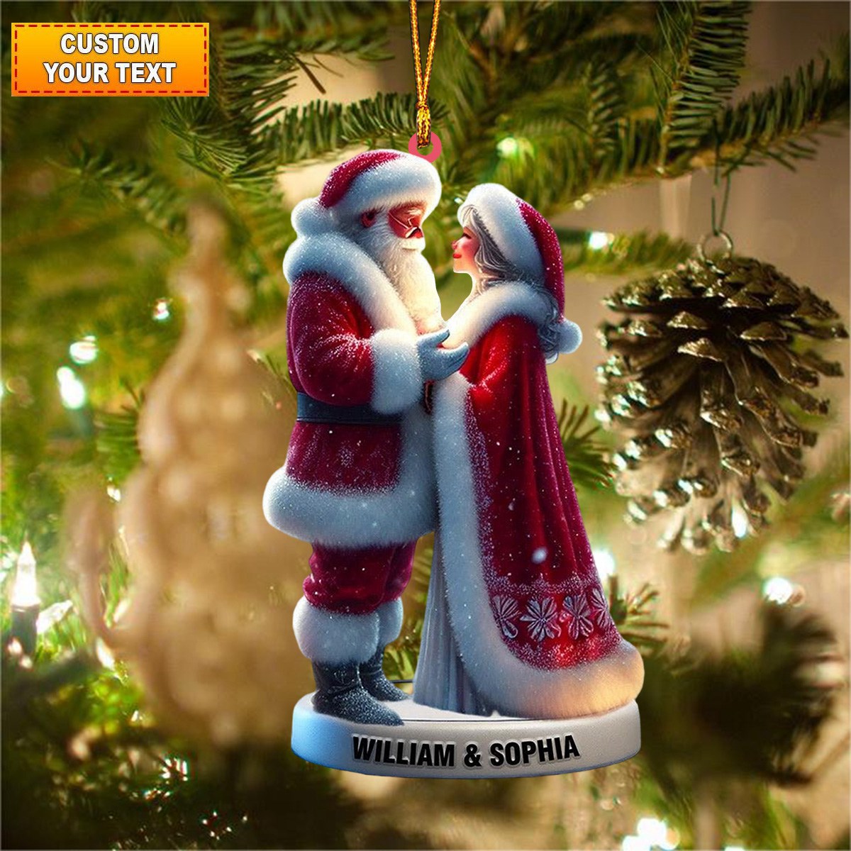 Personalized Santa and Mrs Claus Acrylic Ornament - Custom Couple’s Christmas Gift
