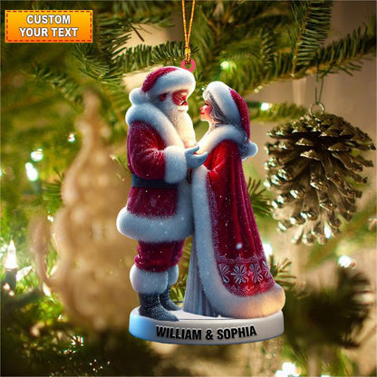 Personalized Santa and Mrs Claus Acrylic Ornament - Custom Couple’s Christmas Gift