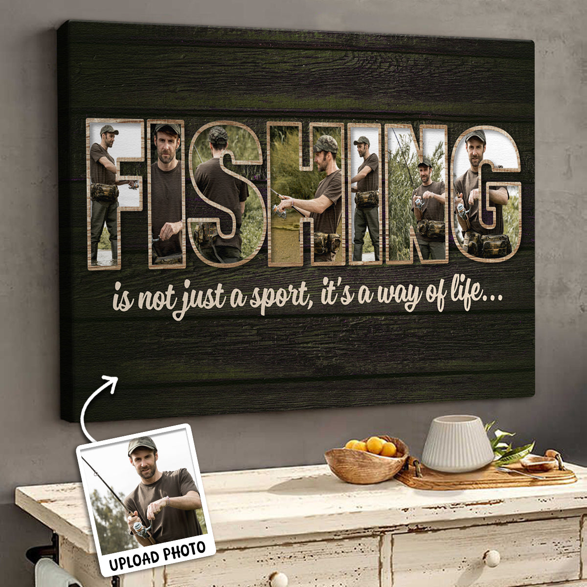 Personalized Custom Fishing Photo Canvas / Poster - Gift For Fishing Lovers