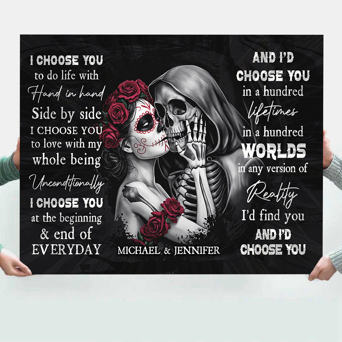 I Choose You - Personalized Custom Sugar Skull Couple Canvas / Poster
