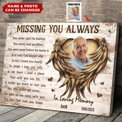 Missing You Always - Personalized Photo Canvas / Poster