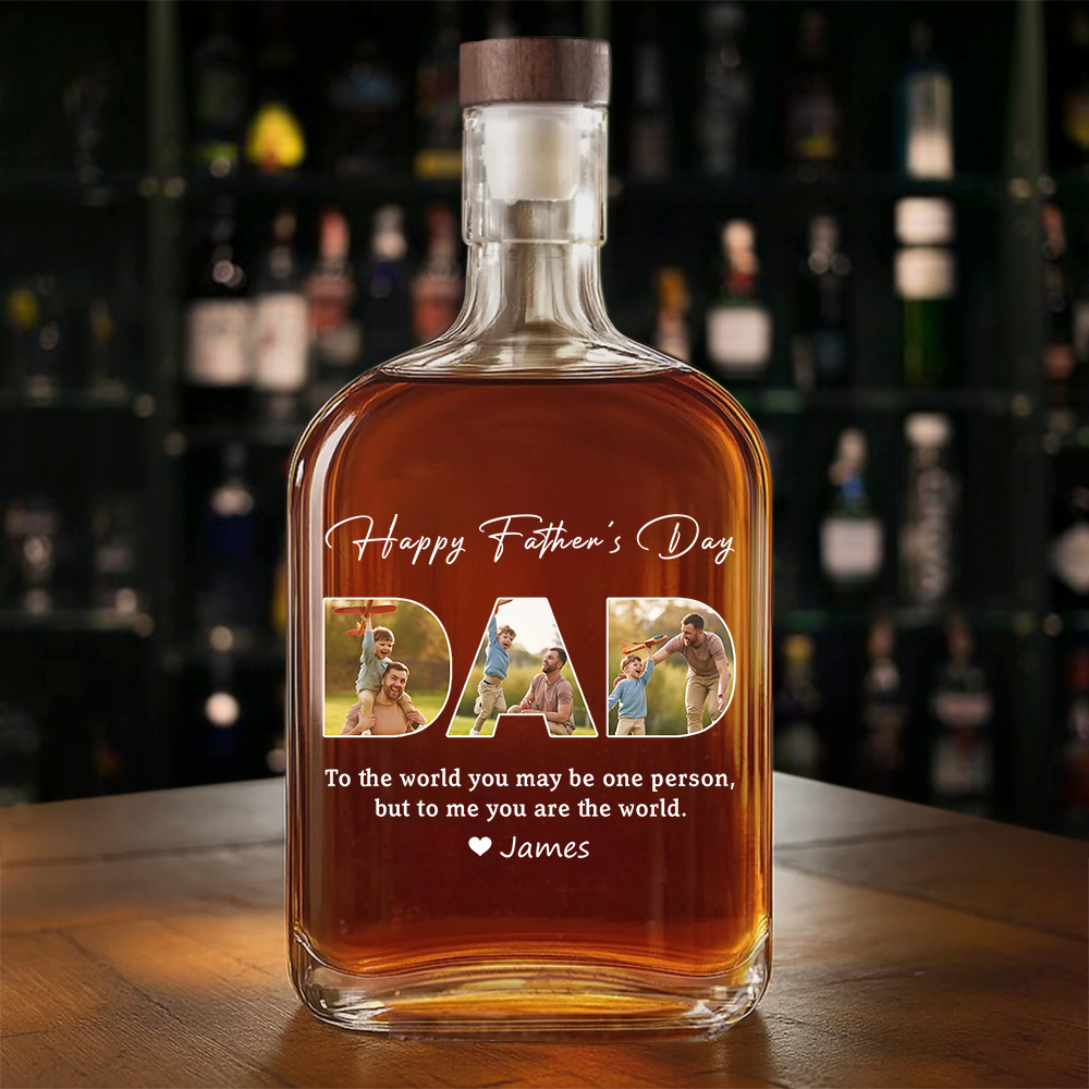 Happy Father’s Day - Custom Family Photo Whiskey Bottle