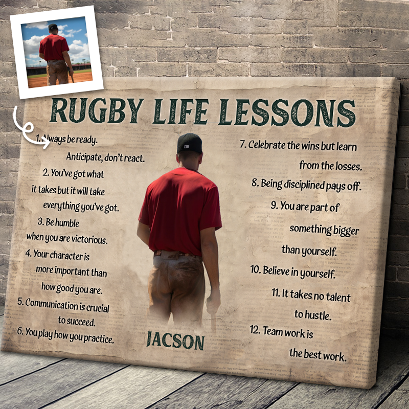 “Rugby Life Lessons” - Personalized Custom Photo Canvas / Poster