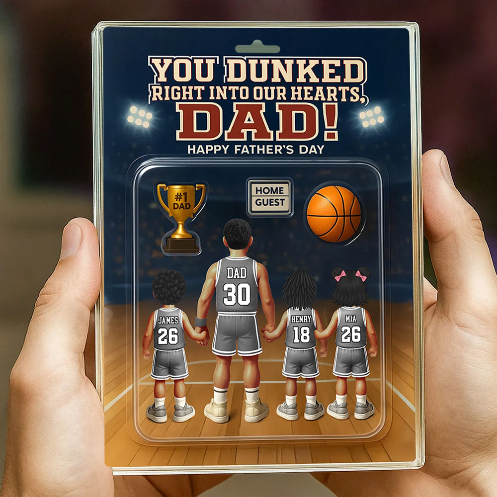 You Dunked Right Into My Heart Dad - Personalized Basketball Acrylic Block Plaque