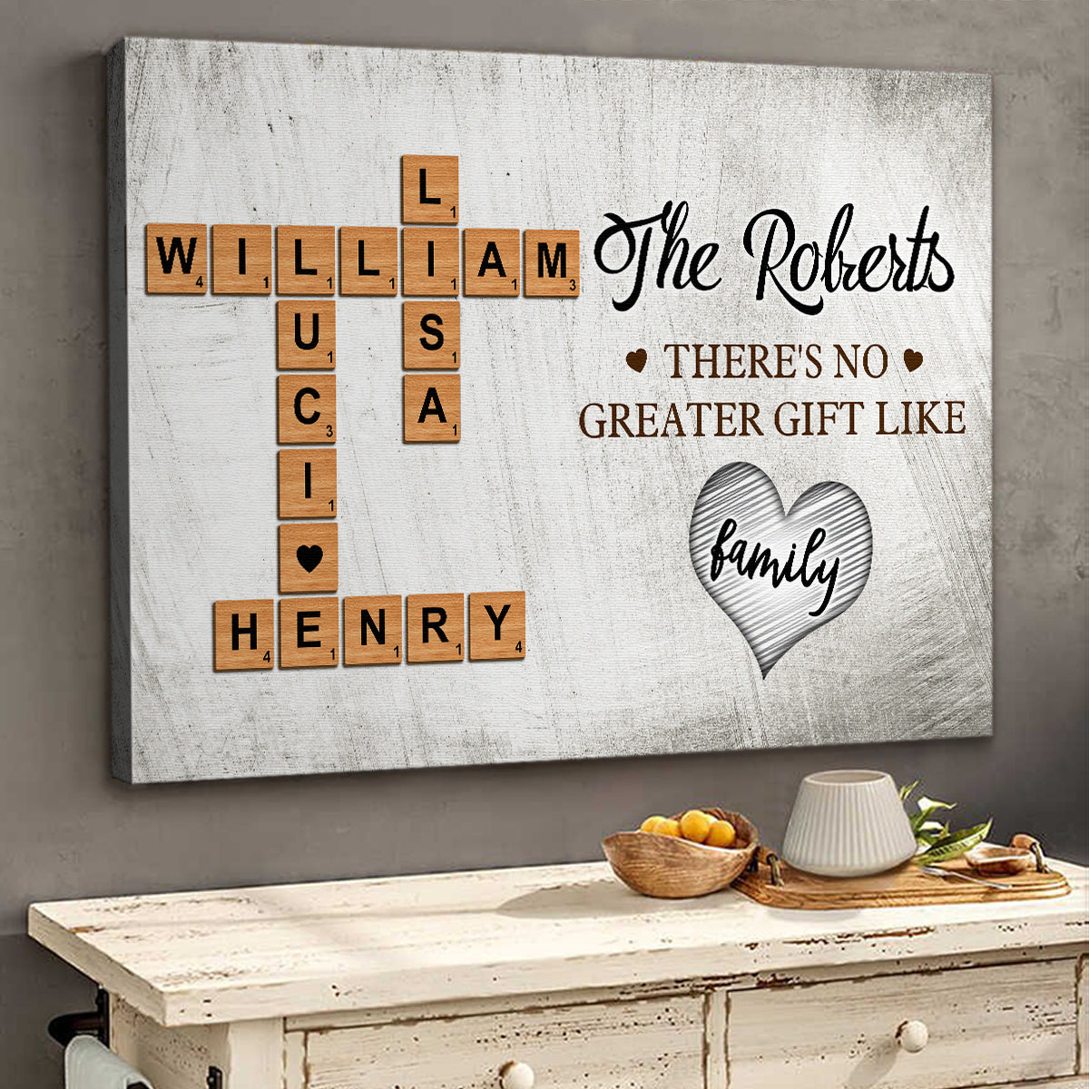 Our Family, A Whole Lot Of Love - Personalized Customized Crossword Canvas / Poster