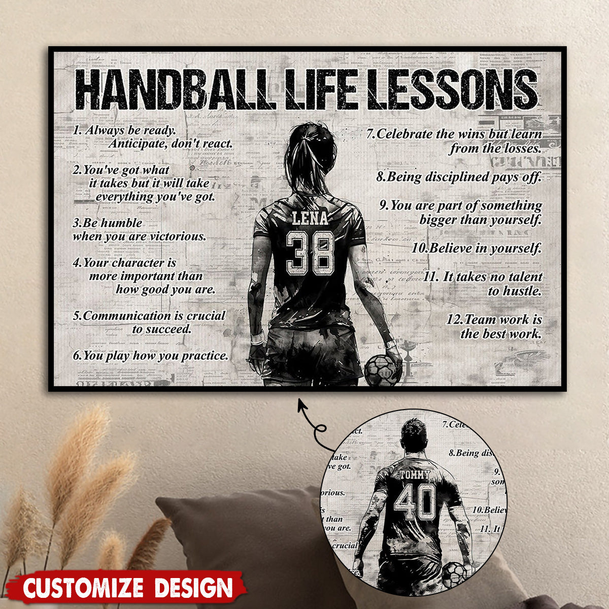 Personalized Handball Life Lessons Poster / Canvas - Gift For Handball Lovers
