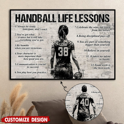 Personalized Handball Life Lessons Poster / Canvas - Gift For Handball Lovers