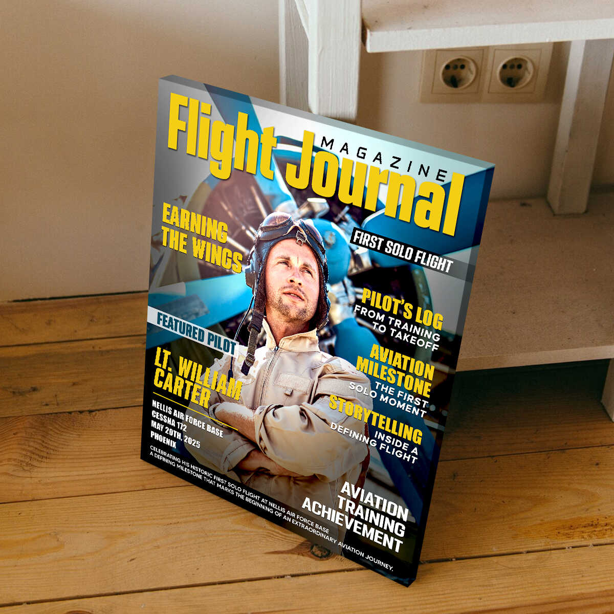 Personalized Pilot “Magazine Cover” Canvas / Poster - Custom Aviation Flight Journal Gift