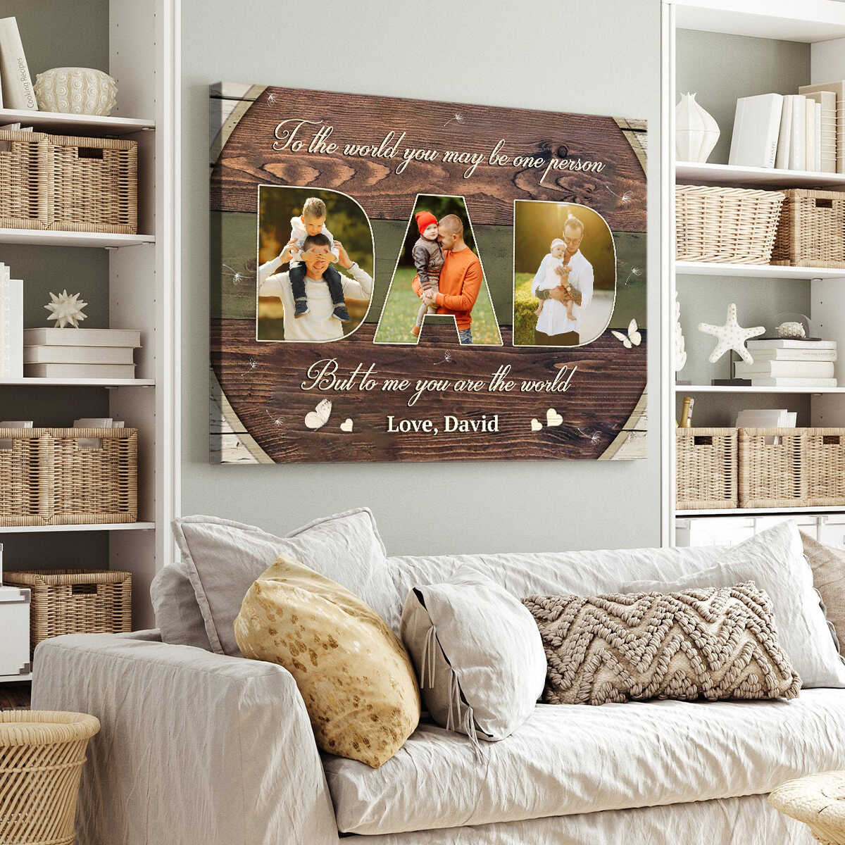 Canvas / Poster material and size view - Personalized Dad Photo Collage Canvas