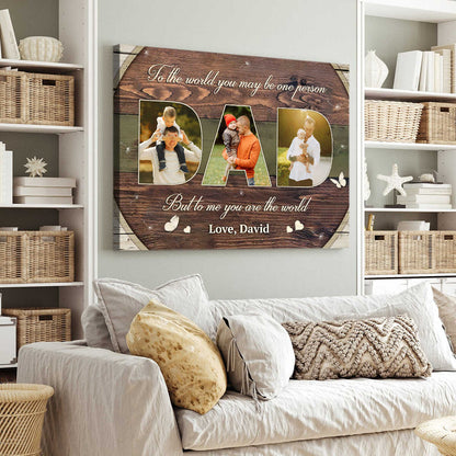 Canvas / Poster material and size view - Personalized Dad Photo Collage Canvas