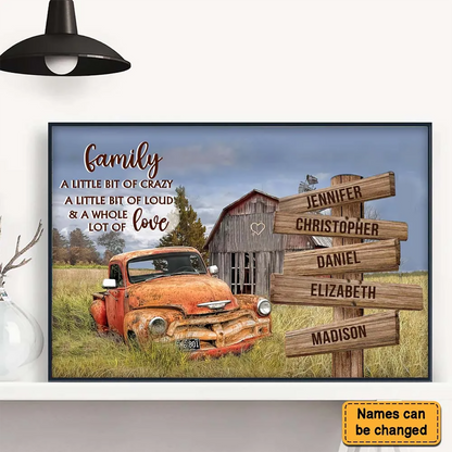 Personalized Family Rustic Canvas: "Crazy, Loud & A Whole Lot of Love"