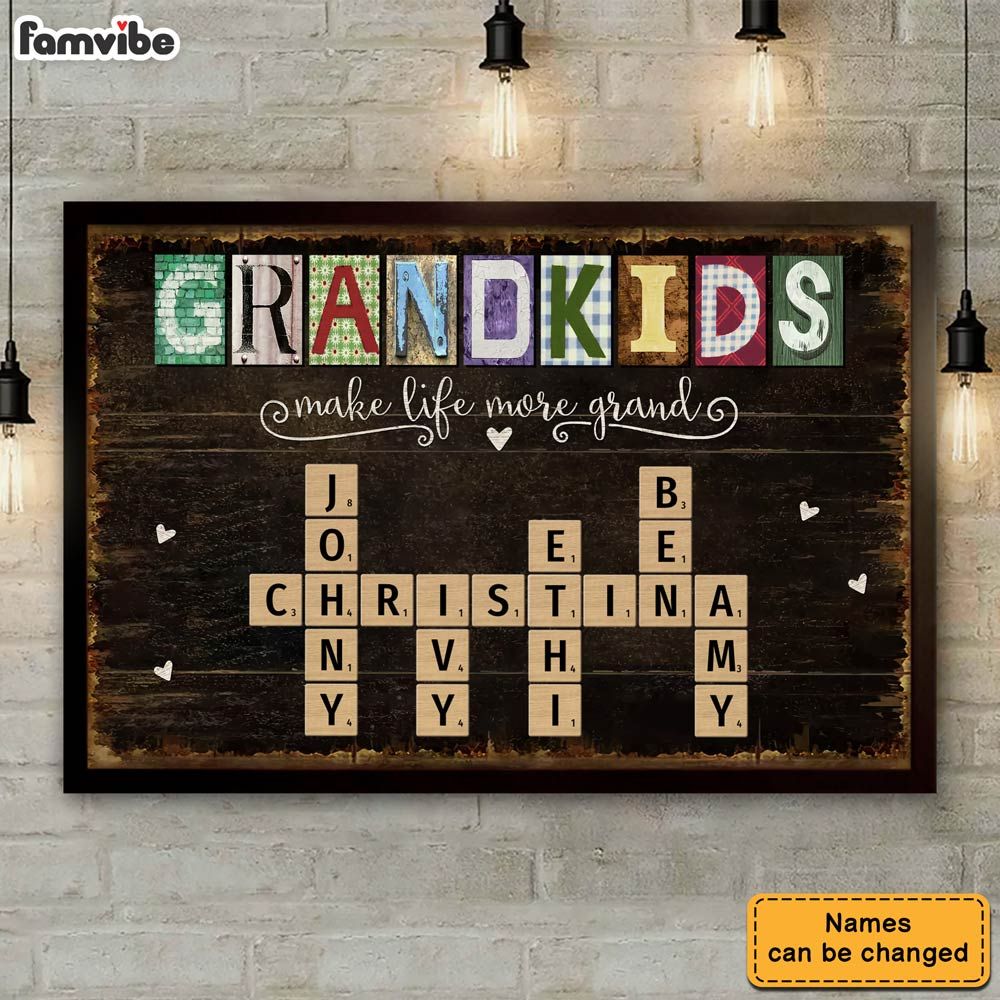 Grandkids Make Life More Grand - Personalized Family Heritage Canvas / Poster