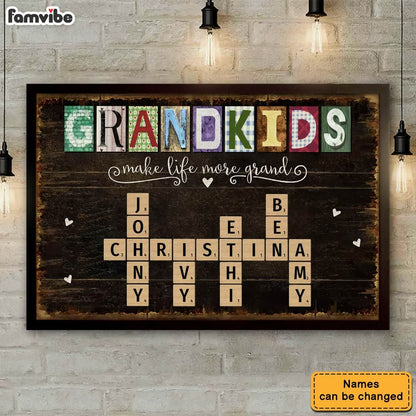 Grandkids Make Life More Grand - Personalized Family Heritage Canvas / Poster