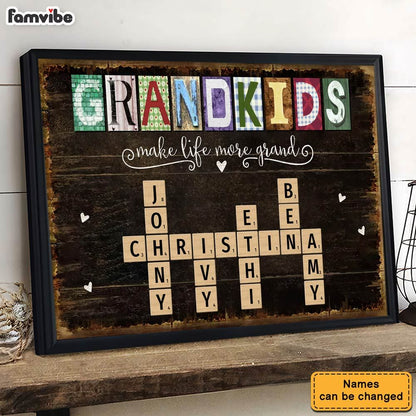 Grandkids Make Life More Grand - Personalized Family Heritage Canvas / Poster