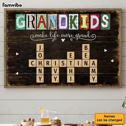 Grandkids Make Life More Grand - Personalized Family Heritage Canvas / Poster