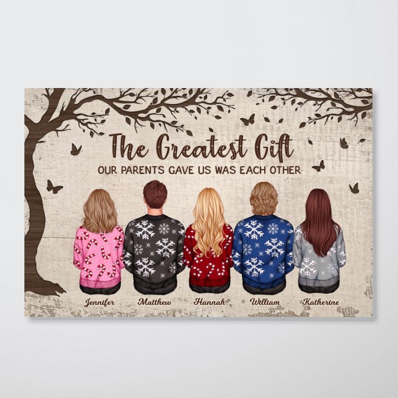 Personalized Siblings Christmas Poster / Canvas - Custom Brothers and Sisters Gift
