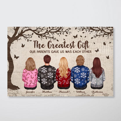 Personalized Siblings Christmas Poster / Canvas - Custom Brothers and Sisters Gift
